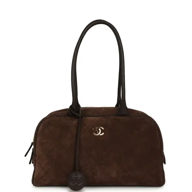 Chanel Chanel Small "Perfect Bowling" Bag Dark Brown Suede Gold Hardware