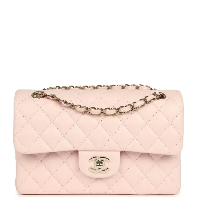 Chanel Chanel Small Classic Double Flap Bag Light Pink Shiny Caviar Light Gold Hardware