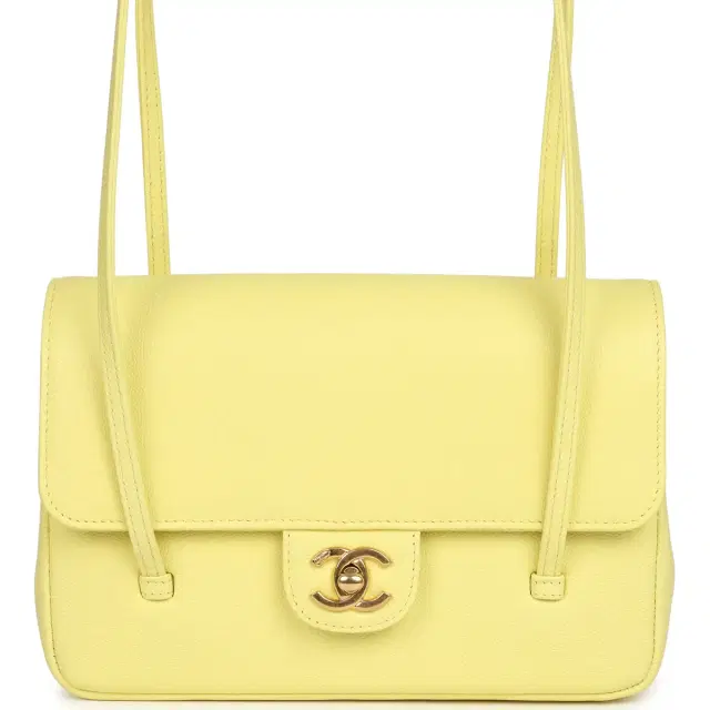 Chanel Chanel Small Preppy Coco Flap Bag Light Yellow Caviar Brushed Gold Hardware