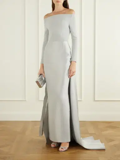 Solace London Winslow Off-the-shoulder Crepe Gown | Thumbnail 2