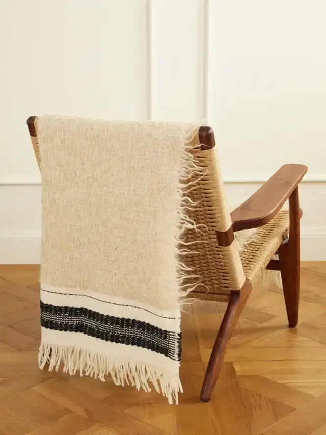 The House of Lyria Cicatrice Fringed Striped Mohair-blend Throw