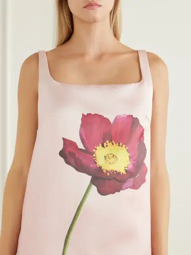 Oscar de la Renta Printed Satin Mini Dress | Thumbnail 4
