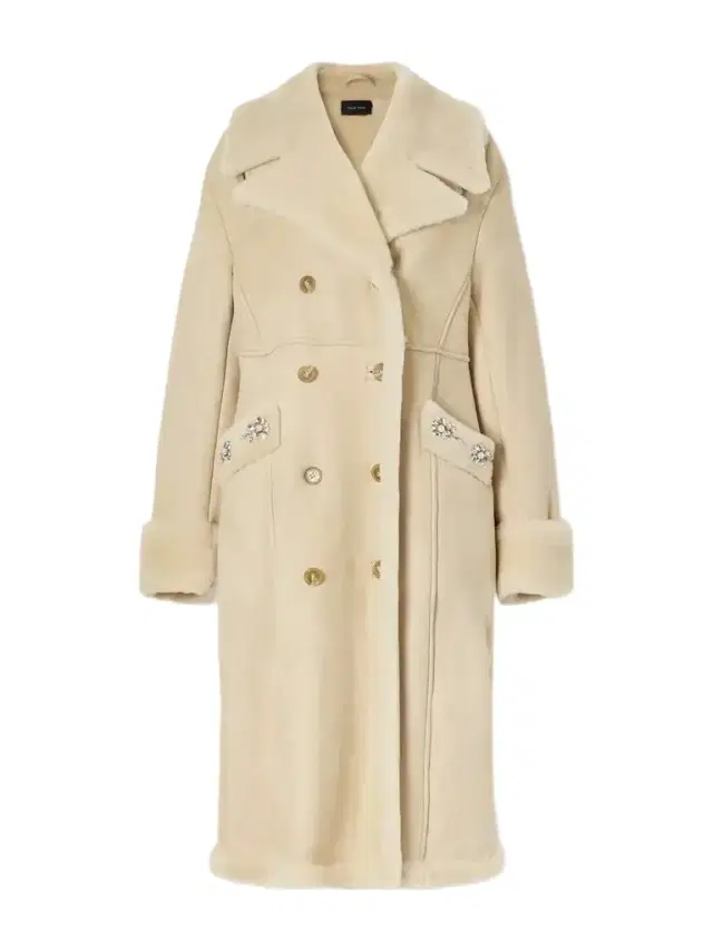Simone Rocha Embellished Double-breasted Shearling Coat