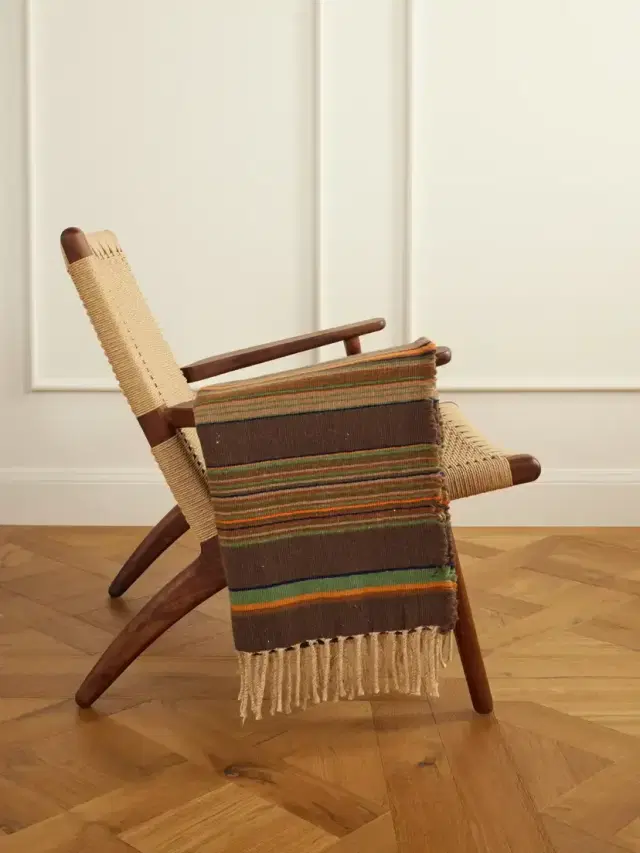The House of Lyria Nazca Fringed Striped Cashmere And Silk-blend Throw