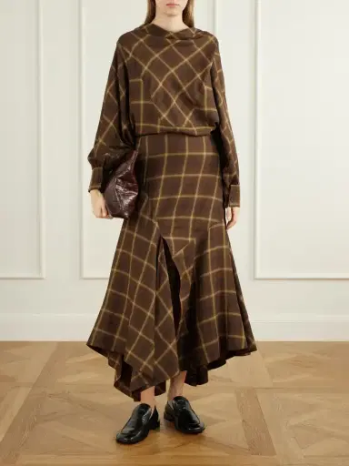 Co Slash Checked Crepe Midi Skirt | Thumbnail 2