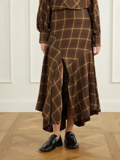Co Slash Checked Crepe Midi Skirt | Thumbnail 3
