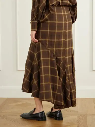 Co Slash Checked Crepe Midi Skirt | Thumbnail 4