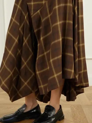 Co Slash Checked Crepe Midi Skirt | Thumbnail 5