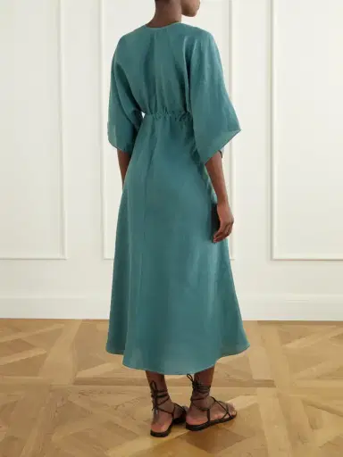 Eres Brilliance Gathered Linen Midi Dress | Thumbnail 3