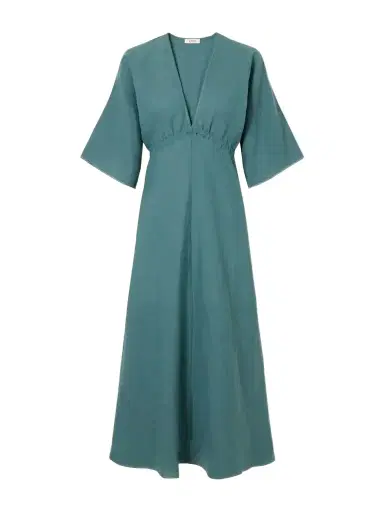 Eres Brilliance Gathered Linen Midi Dress | Thumbnail 1