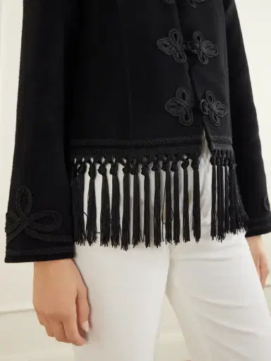 Rixo Inga Fringed Embellished Crepe Jacket | Thumbnail 4