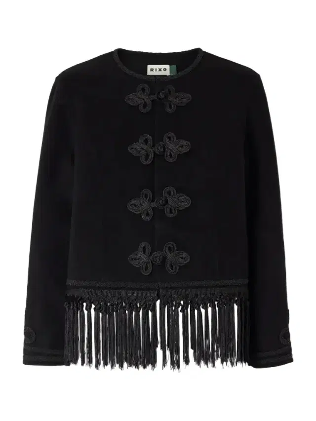 Rixo Inga Fringed Embellished Crepe Jacket