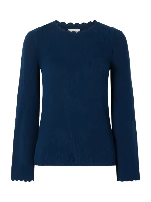 ESCVDO Bernabe Scalloped Ribbed Cotton Sweater
