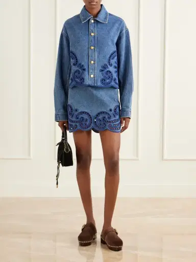 Ulla Johnson Cadiz Embroidered Denim Mini Skirt | Thumbnail 2