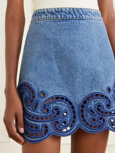 Ulla Johnson Cadiz Embroidered Denim Mini Skirt | Thumbnail 5