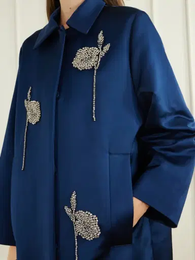 Erdem Floral-embroidered Satin Coat | Thumbnail 4