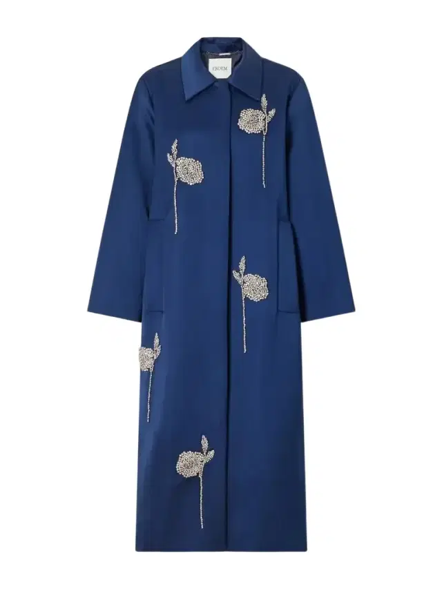 Erdem Floral-embroidered Satin Coat