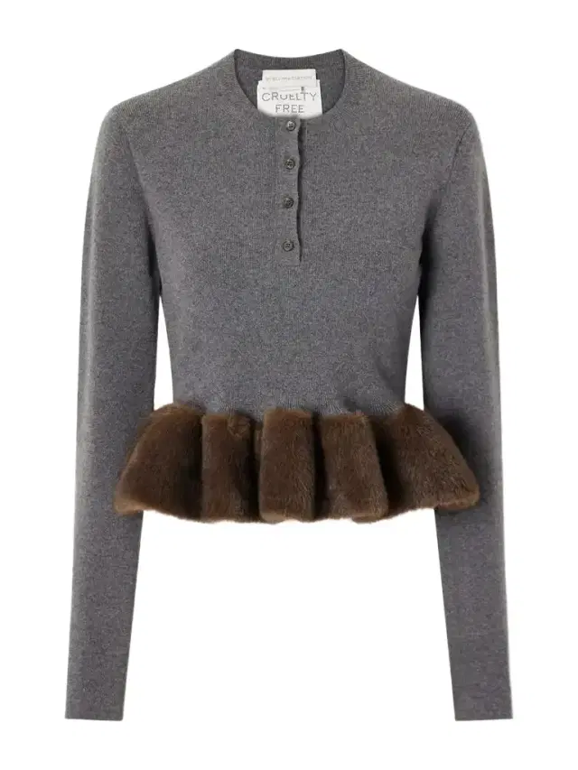 Stella McCartney Shearling-trim Wool-blend Cardigan