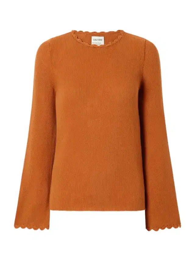 ESCVDO Bernabe Scalloped Ribbed Cotton Sweater