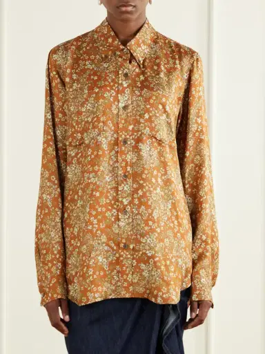 Dries Van Noten Floral-jacquard Printed Satin Shirt | Thumbnail 3 Dries Van Noten Floral-jacquard Printed Satin Shirt | Thumbnail 3