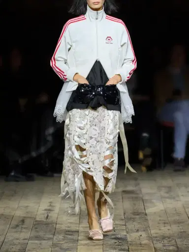 Simone Rocha Unraveling Ribbon Ring Embellished Lace And Satin Midi Skirt | Thumbnail 5