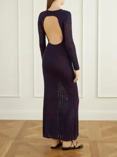 ESCVDO Murga Open-back Crocheted Striped Cotton Midi Dress | Thumbnail 3 ESCVDO Murga Open-back Crocheted Striped Cotton Midi Dress | Thumbnail 3
