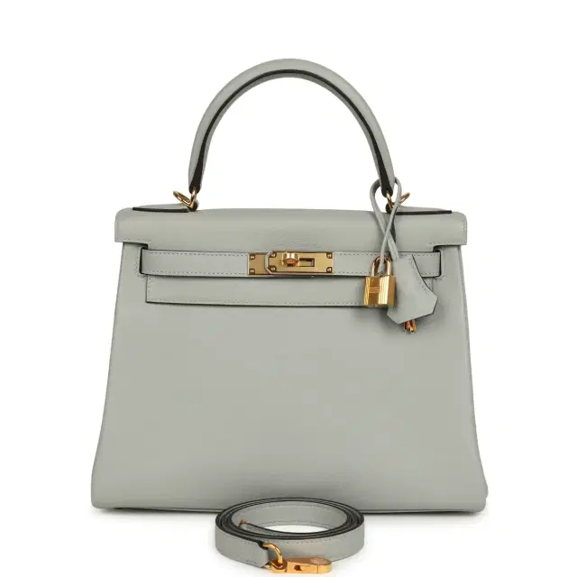 HERMÈS Hermes Kelly Retourne 28 Bleu Glacier Evercolor Gold Hardware