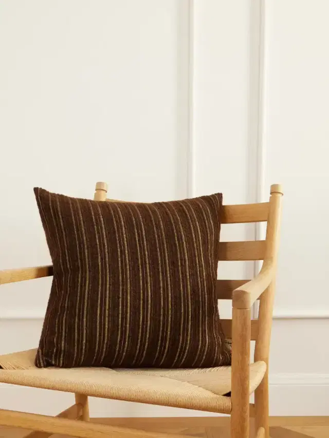 The House of Lyria Lucidio Striped Cotton And Wool-blend Cushion