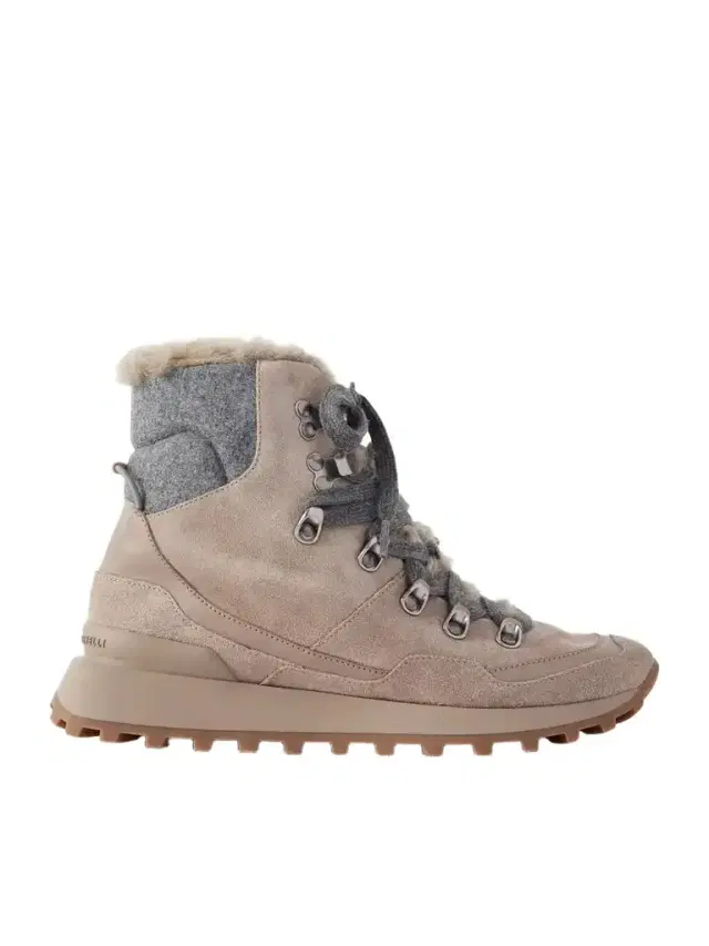 Brunello Cucinelli Shearling-lined Wool-trimmed Suede Ankle Boots