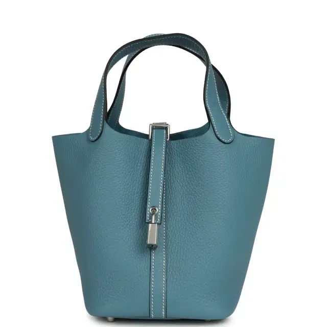 HERMÈS Hermes Picotin Lock 18 Blue Jean Clemence Palladium Hardware