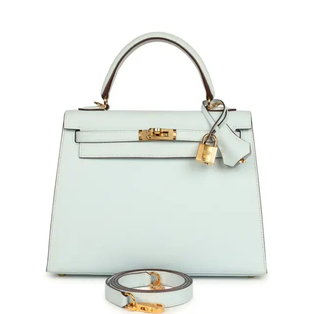 HERMÈS Pre-owned Hermes Kelly Sellier 25 Bleu Brume Epsom Gold Hardware