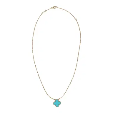 Van Cleef & Arpels Pre-owned Van Cleef & Arpels Vintage Alhambra Motif Pendant Necklace Turquoise 18K Yellow Gold | Thumbnail 5 Van Cleef & Arpels Pre-owned Van Cleef & Arpels Vintage Alhambra Motif Pendant Necklace Turquoise 18K Yellow Gold | Thumbnail 5