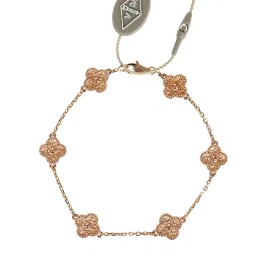 Van Cleef & Arpels Van Cleef & Arpels Sweet Alhambra 6 Motif Bracelet Guilloché 18K | Thumbnail 2 Van Cleef & Arpels Van Cleef & Arpels Sweet Alhambra 6 Motif Bracelet Guilloché 18K | Thumbnail 2
