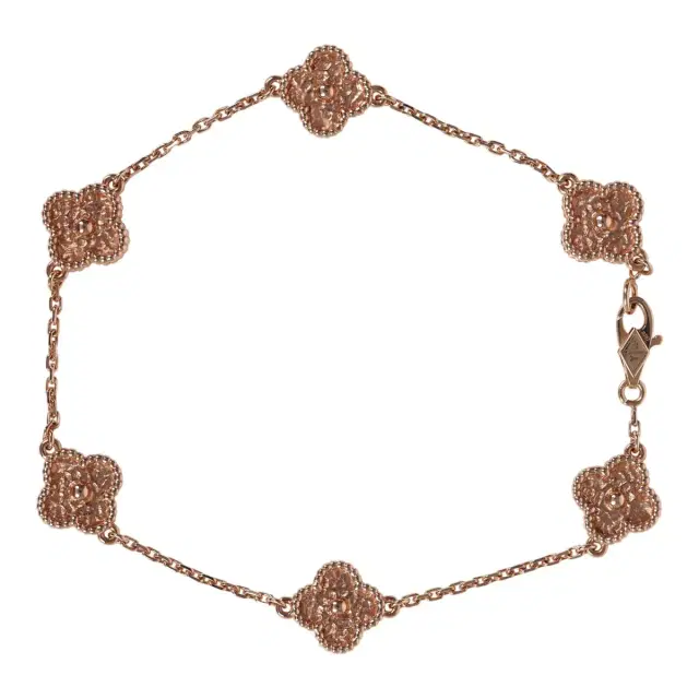 Van Cleef & Arpels Van Cleef & Arpels Sweet Alhambra 6 Motif Bracelet Guilloché 18K Rose Gold