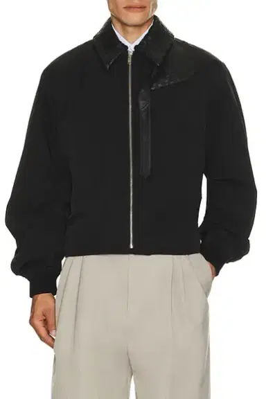 Bottega Veneta Nylon Cotton Tech Twill Blouson Intrecciato Collar | Thumbnail 1