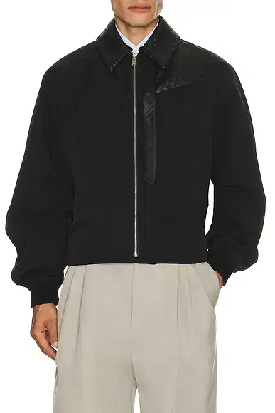 Bottega Veneta Nylon Cotton Tech Twill Blouson Intrecciato Collar