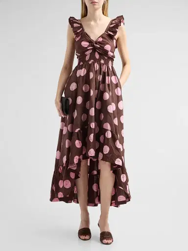 Elisamama Women's Ibukun Polka Dot Midi Dress - Mocha Polka Dot - Size XL | Thumbnail 2 Elisamama Women's Ibukun Polka Dot Midi Dress - Mocha Polka Dot - Size XL | Thumbnail 2