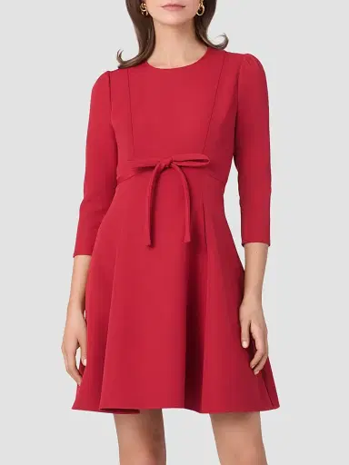 Shoshanna Women's Cindy Crêpe Bow Mini Dress - Burgundy | Thumbnail 2
