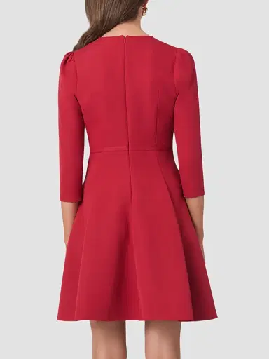 Shoshanna Women's Cindy Crêpe Bow Mini Dress - Burgundy | Thumbnail 3