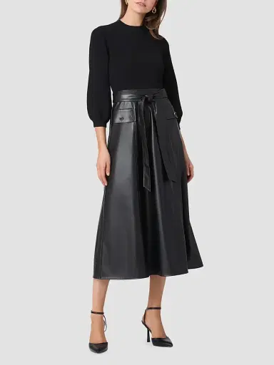 Shoshanna Women's Aspen Mix Media Midi Dress - Jet | Thumbnail 2