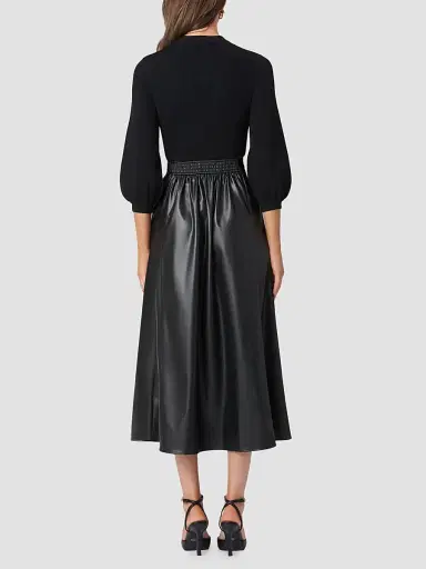 Shoshanna Women's Aspen Mix Media Midi Dress - Jet | Thumbnail 3