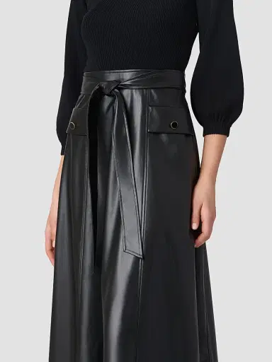 Shoshanna Women's Aspen Mix Media Midi Dress - Jet | Thumbnail 4