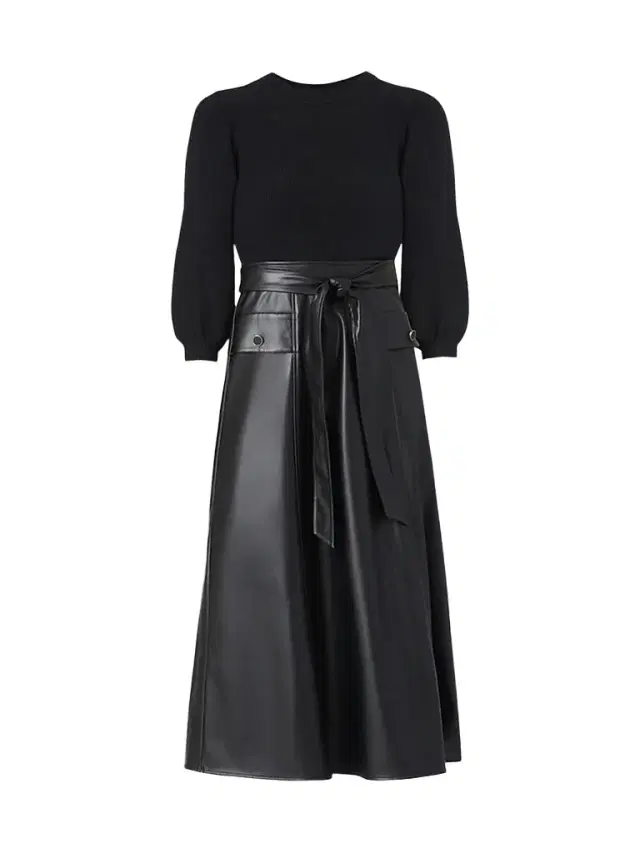 Shoshanna Women's Aspen Mix Media Midi Dress - Jet