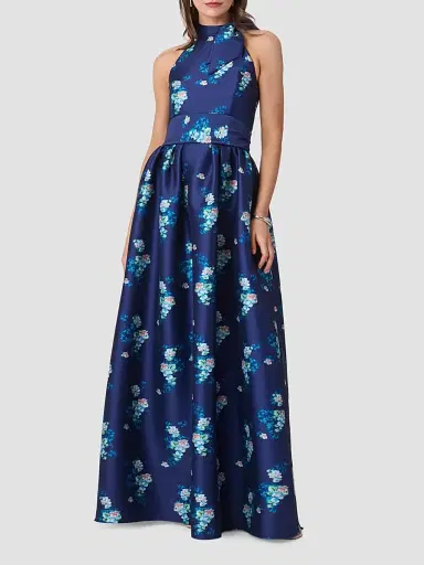 Shoshanna Women's May Floral Satin Maxi Dress - Navy Multi | Thumbnail 2