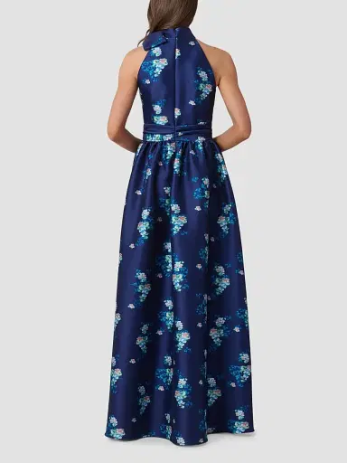 Shoshanna Women's May Floral Satin Maxi Dress - Navy Multi | Thumbnail 3