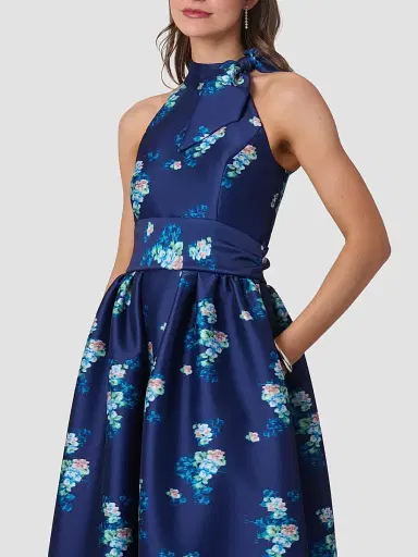 Shoshanna Women's May Floral Satin Maxi Dress - Navy Multi | Thumbnail 4