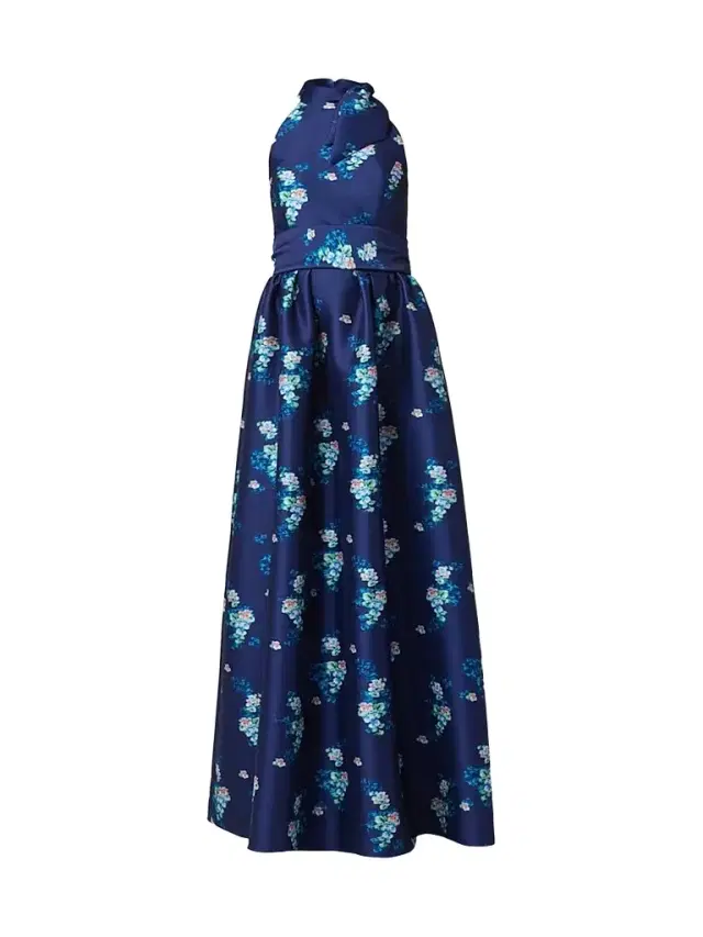 Shoshanna Women's May Floral Satin Maxi Dress - Navy Multi
