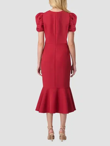 Shoshanna Women's Hartley Crepe Flounce Midi Dress - Burgundy | Thumbnail 3