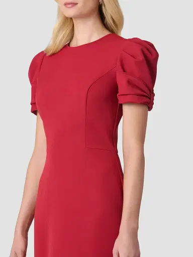 Shoshanna Women's Hartley Crepe Flounce Midi Dress - Burgundy | Thumbnail 4