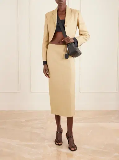 Max Mara Cropped linen-twill blazer | Thumbnail 2